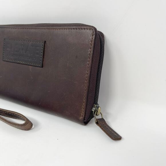 Elevate People Full-Grain Leather Wallet‎ Dark Brown Full Zip Wristlet Strap - Picture 4 of 7